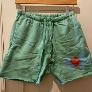 Vintage inspired green sweat shorts
